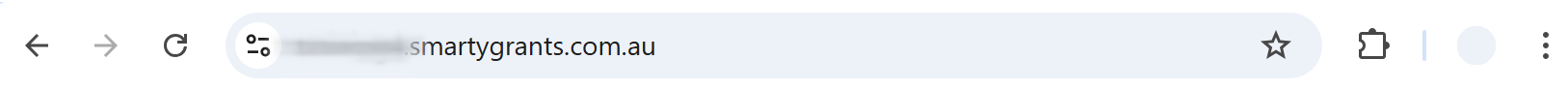 Screenshot of Mozilla Firefox with the URL browser showing a URL ending in smartygrants.com.au.