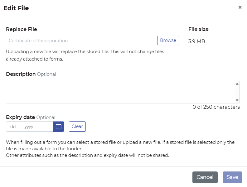 Screenshot of the pop-up window showing the three types of file modifications