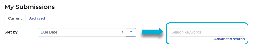 Highlighting the simple search field and advanced search link