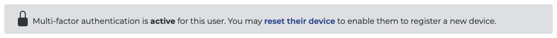 Tooltip shown to administrators for resetting a user's MFA device